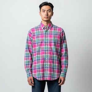 Polo Ralph Lauren‎ Pink Plaid Long Sleeve Button-Down Shirt Size Small Men’s